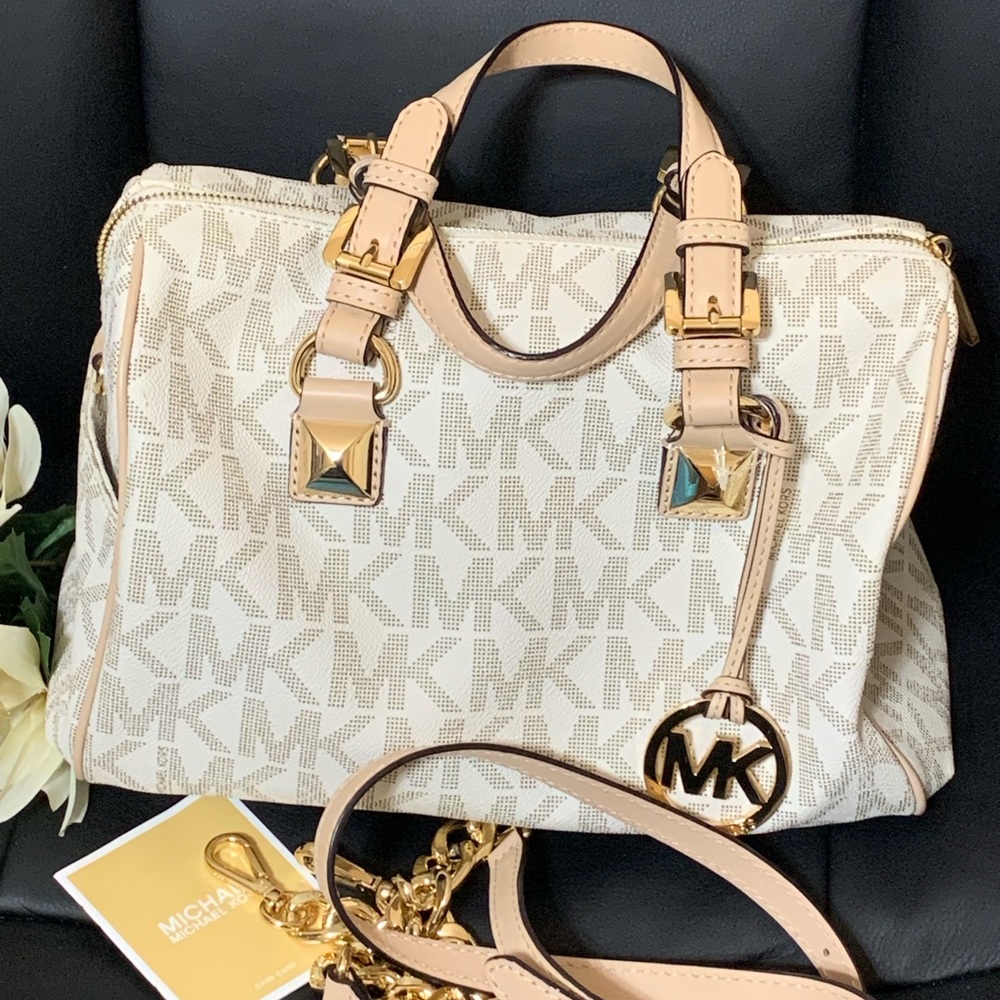 Michael Kors🌸 Grayson white/cream 💛classic monogram speedy🌸 satchel/Crossbody